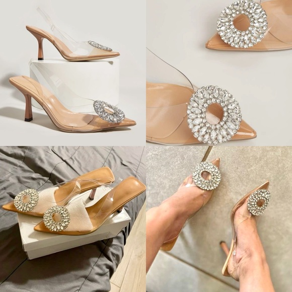 n/a Shoes - Clear vinyl rhinestone embellished heels